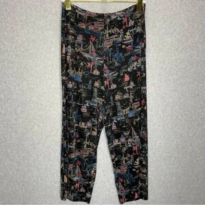 Chico’s Travelers Novelty Print Elastic Waist Pull On Straight Leg Slinky